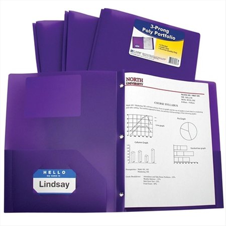 C-LINE PRODUCTS C-Line Products 33969BNDL12EA Two-Pocket Heavyweight Poly Portfolio Folder with Prongs  Purple - Set of 12 Folders 33969BNDL12EA